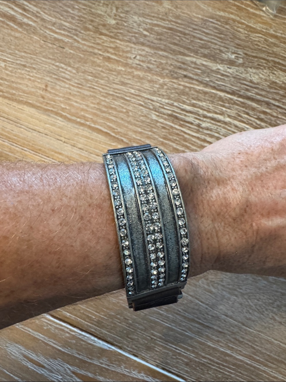 Jewel Kade Enchanted Crystal Pave Leather Snap Cuff Bracelet